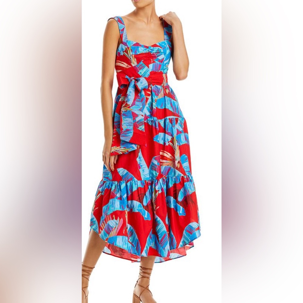 Farm Rio Sweet Jungle Cotton midi dress *needs minor repair*